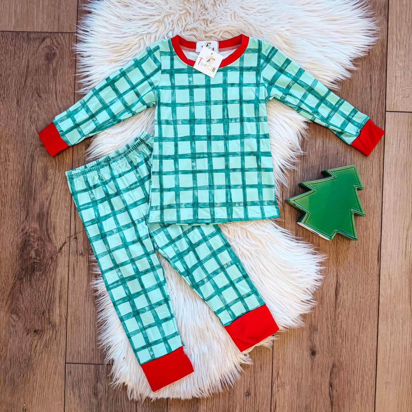 Green Plaid Lounge Set By TwoCan