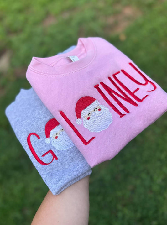 Embroidered Name with Santa Sweatshirt
