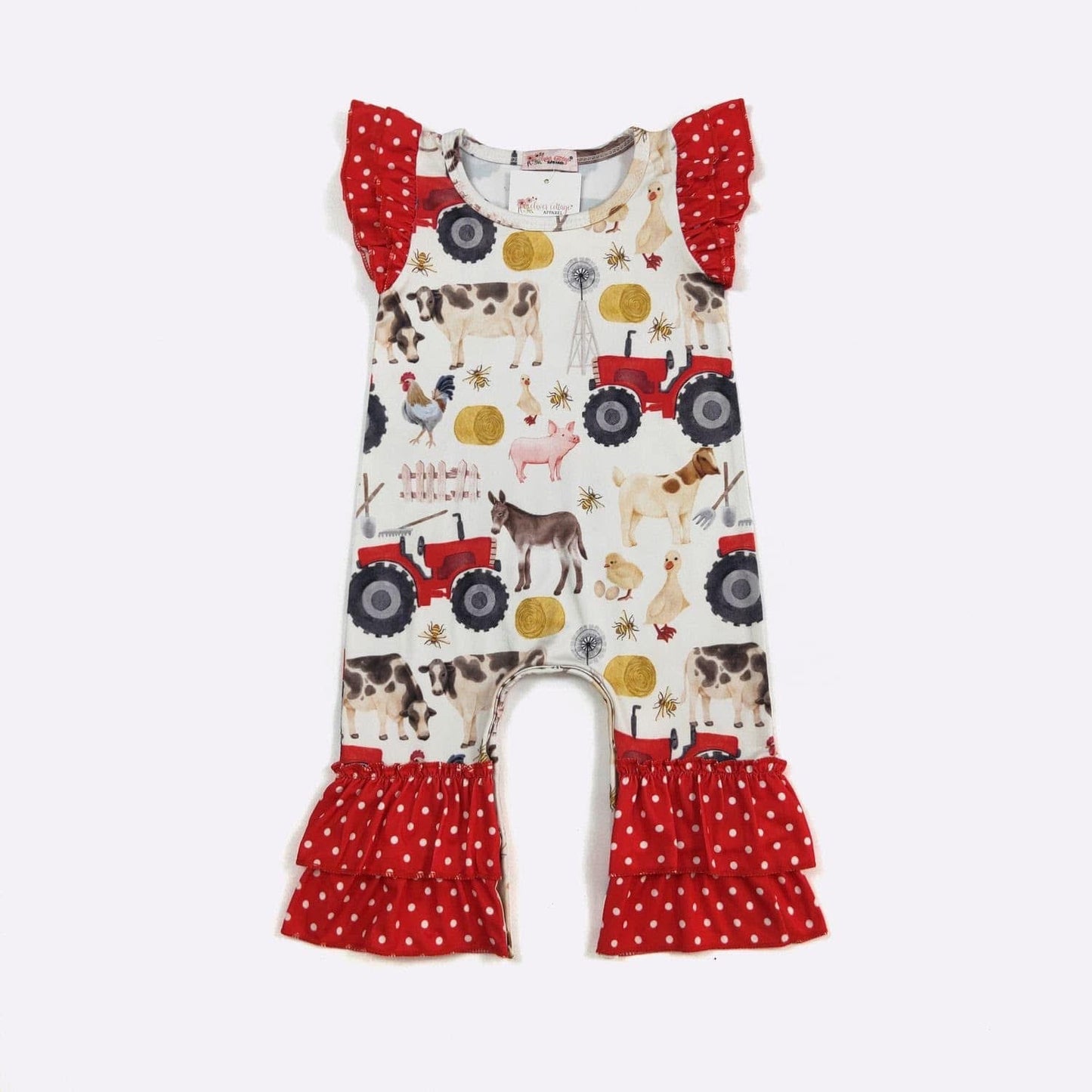 Red Tractor Farm Infant Romper By Clover Cottage