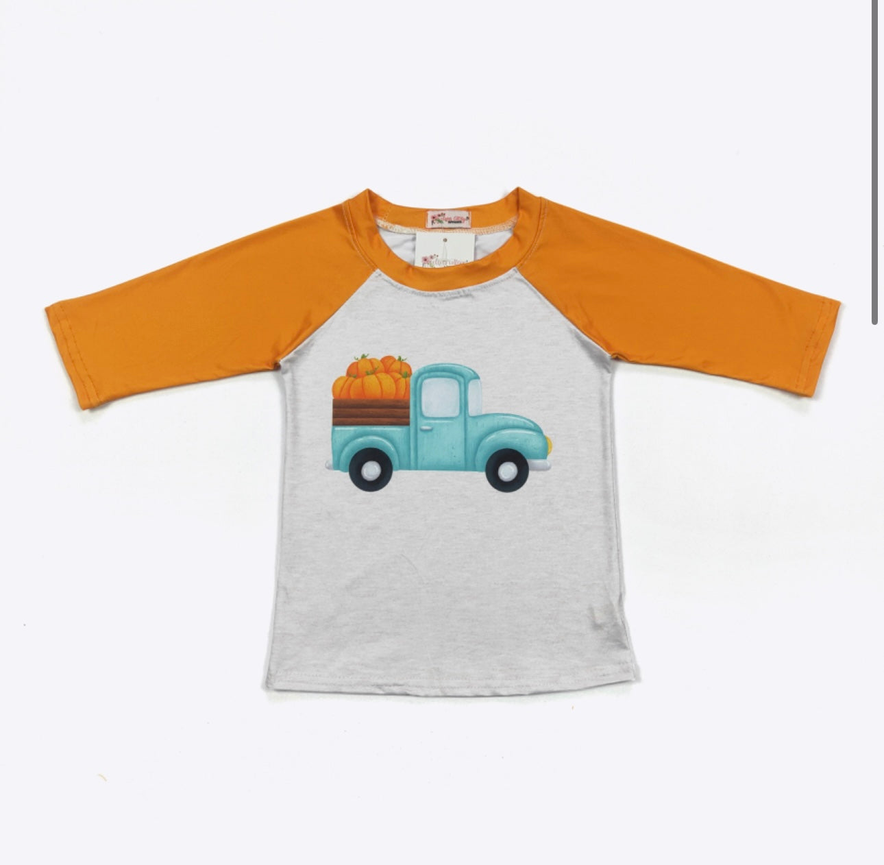 Pumpkin Truck Boys Raglan by Clover Cottage