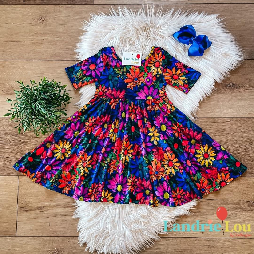 Hippie Floral Twirl Dress by Landrie Lou