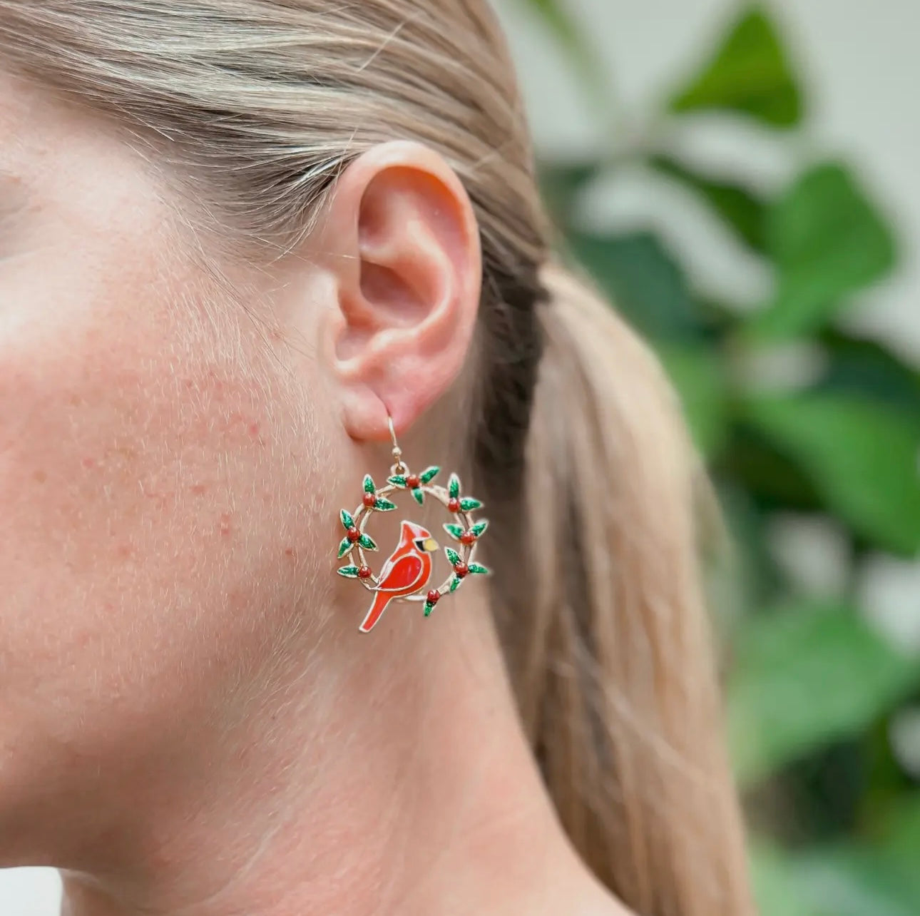 Christmas Cardinal Dangle Earrings