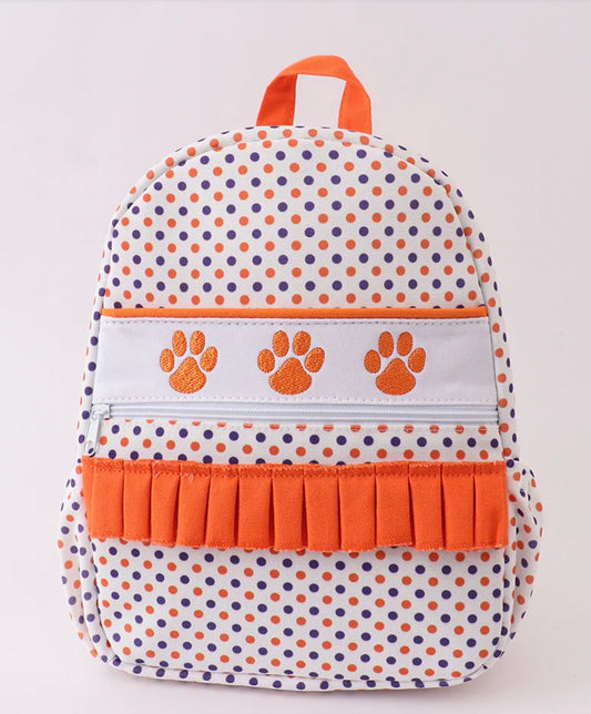 Clemson Embroidered Ruffle Backpack