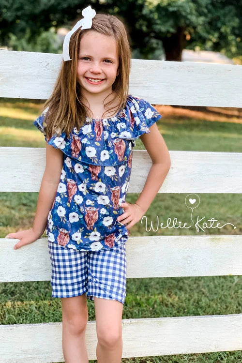 Sweet Highland Cow Short Set by Wellie Kate