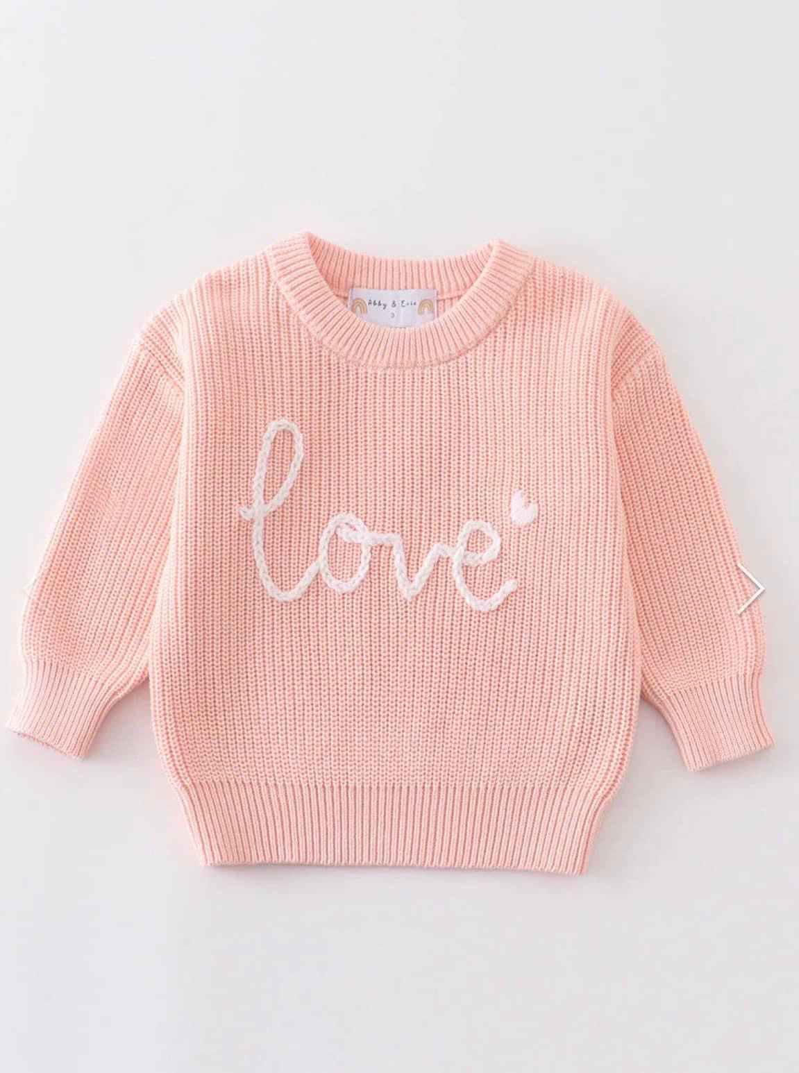 Pink Love Hand Embroidered Oversized Sweater by Honeydew
