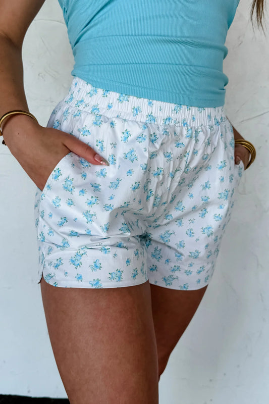 Sun & Fun Printed Shorts (Aqua Floral)