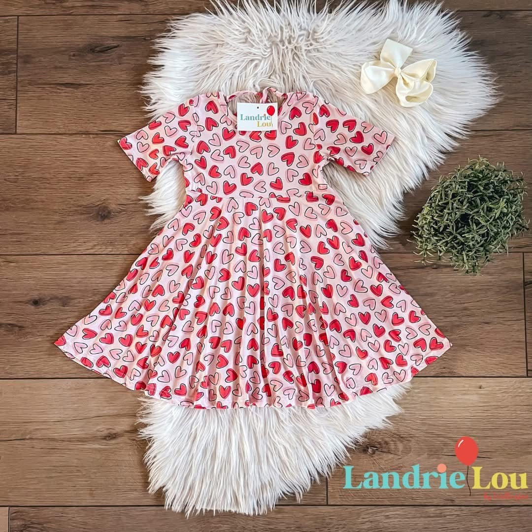 Blushing Hearts Twirl Dress by Landrie Lou