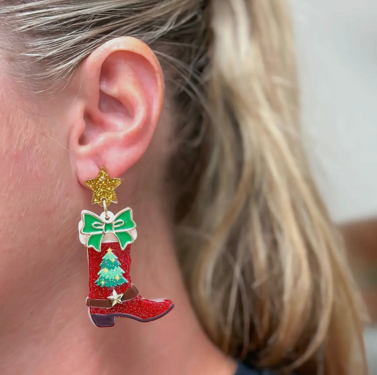 Christmas Tree Boots Dangle Earrings