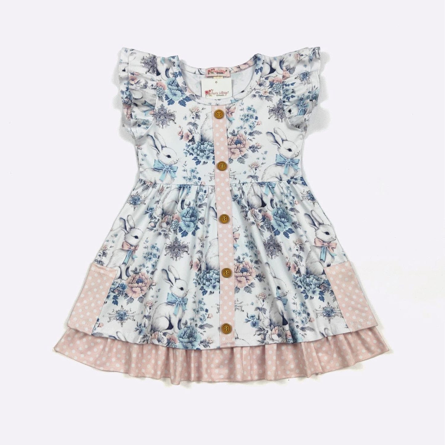 Whisper Rabbit Girls Dress By Clover Cottage