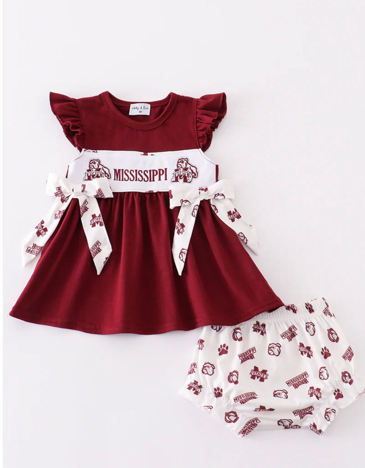 Maroon Mississippi Girls Bloomer Set