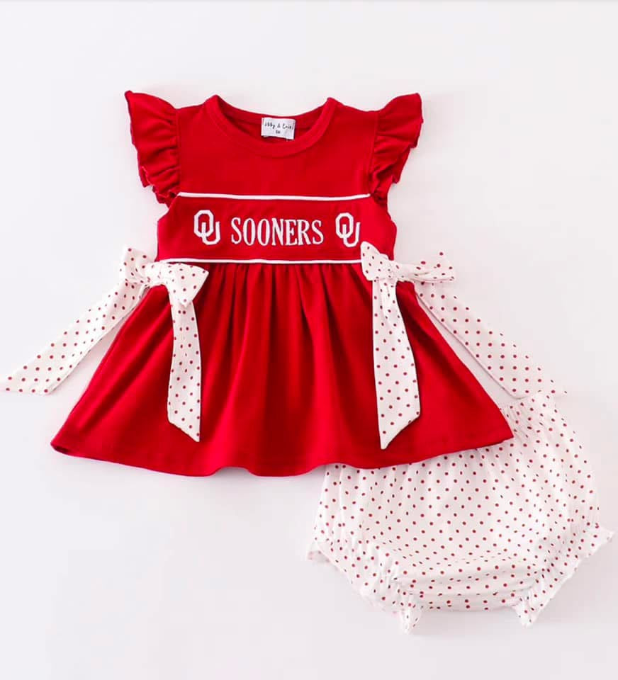 Red Sooners Girls Bloomer Set