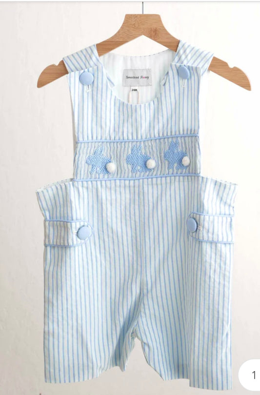Blue Easter Bunny Hand Smocked Jon Jon