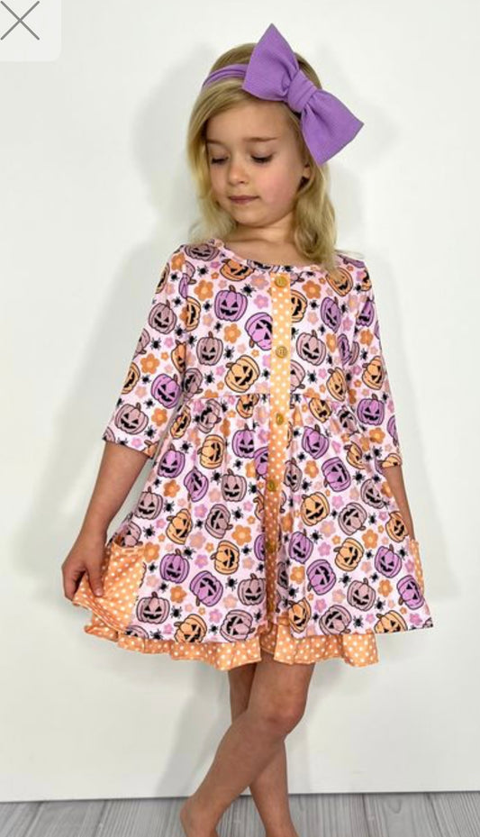 JackOLantern Girls Dress by Clover Cottage