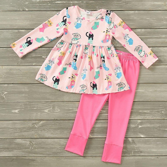 Meowy Christmas Pants Set by Pete + Lucy