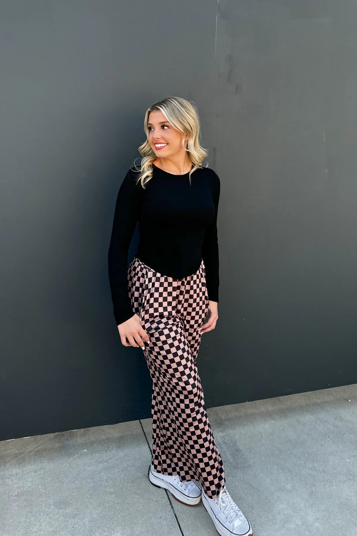 Bold Block Checker Pants - Neutrals