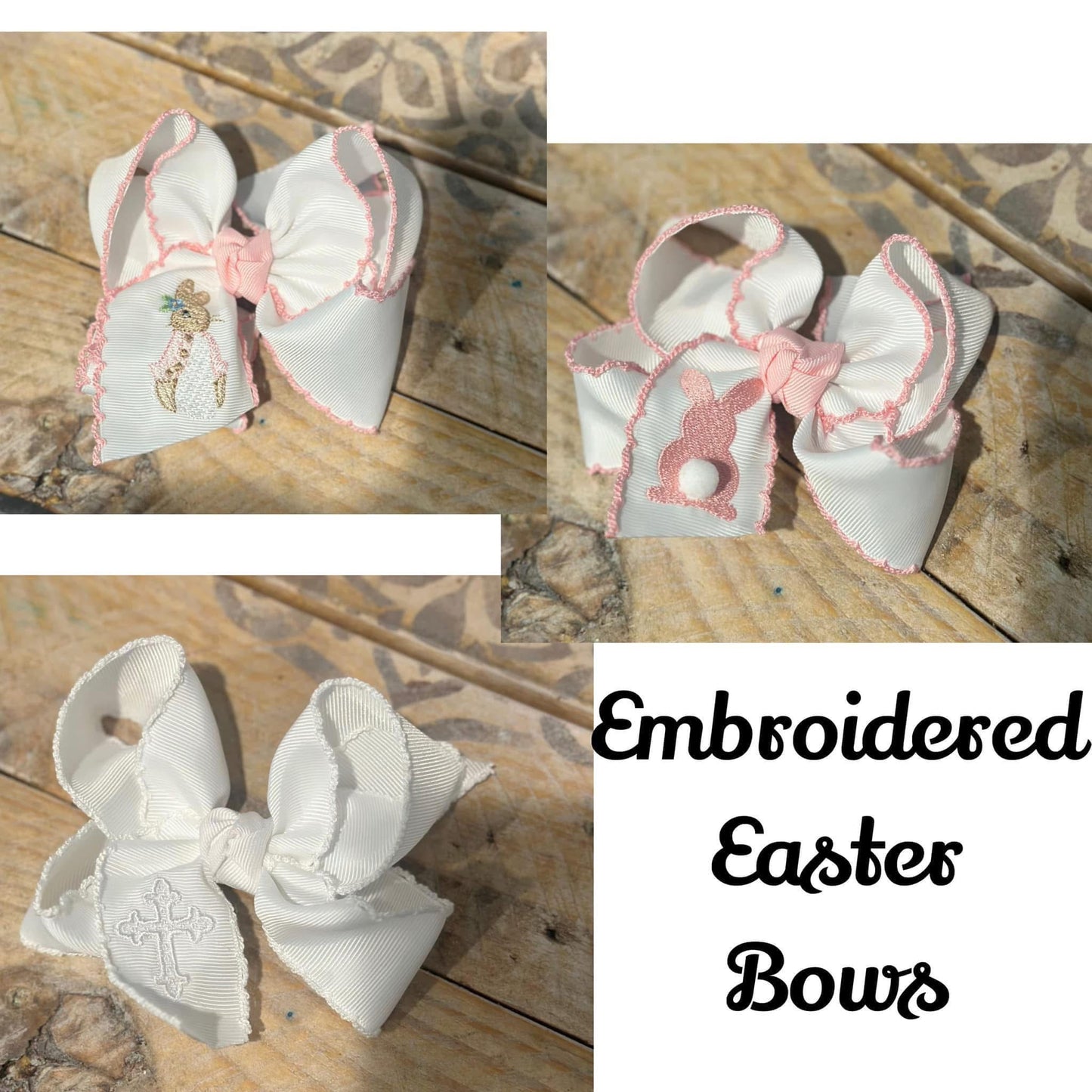 Embroidered Easter Bows