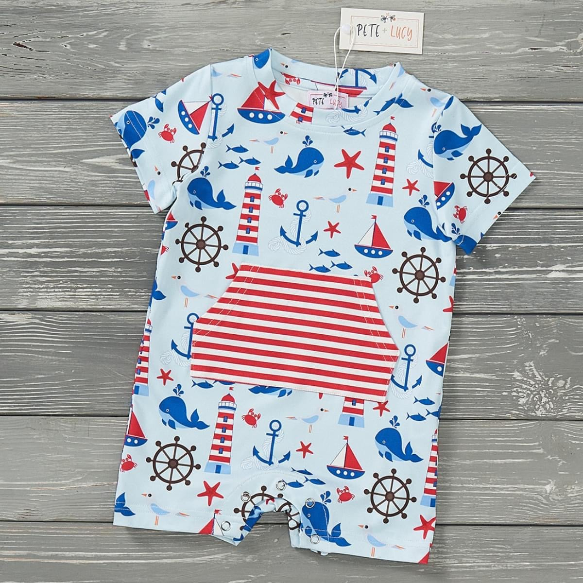Pre-Order Anchors Away Boys Infant Romper by Pete + Lucy