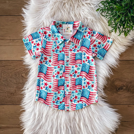 Flowing Flags Button Up By TwoCan