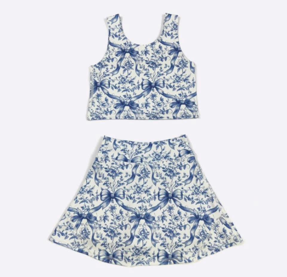 Preppy Blue Bow Athletic Set By Clover Cottage