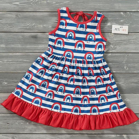 Pre-Order Red, White & Rainbows Dress by Pete + Lucy