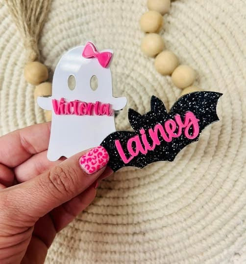 Ghost & Bat Halloween Hair Clips