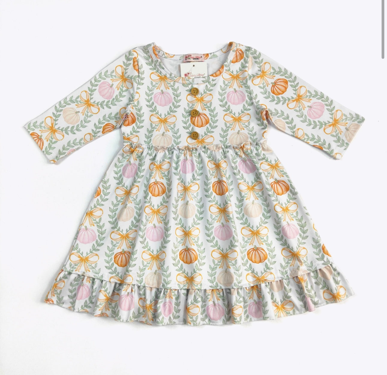 Pumpkin Coquette Girls Dress By Clover Cottage