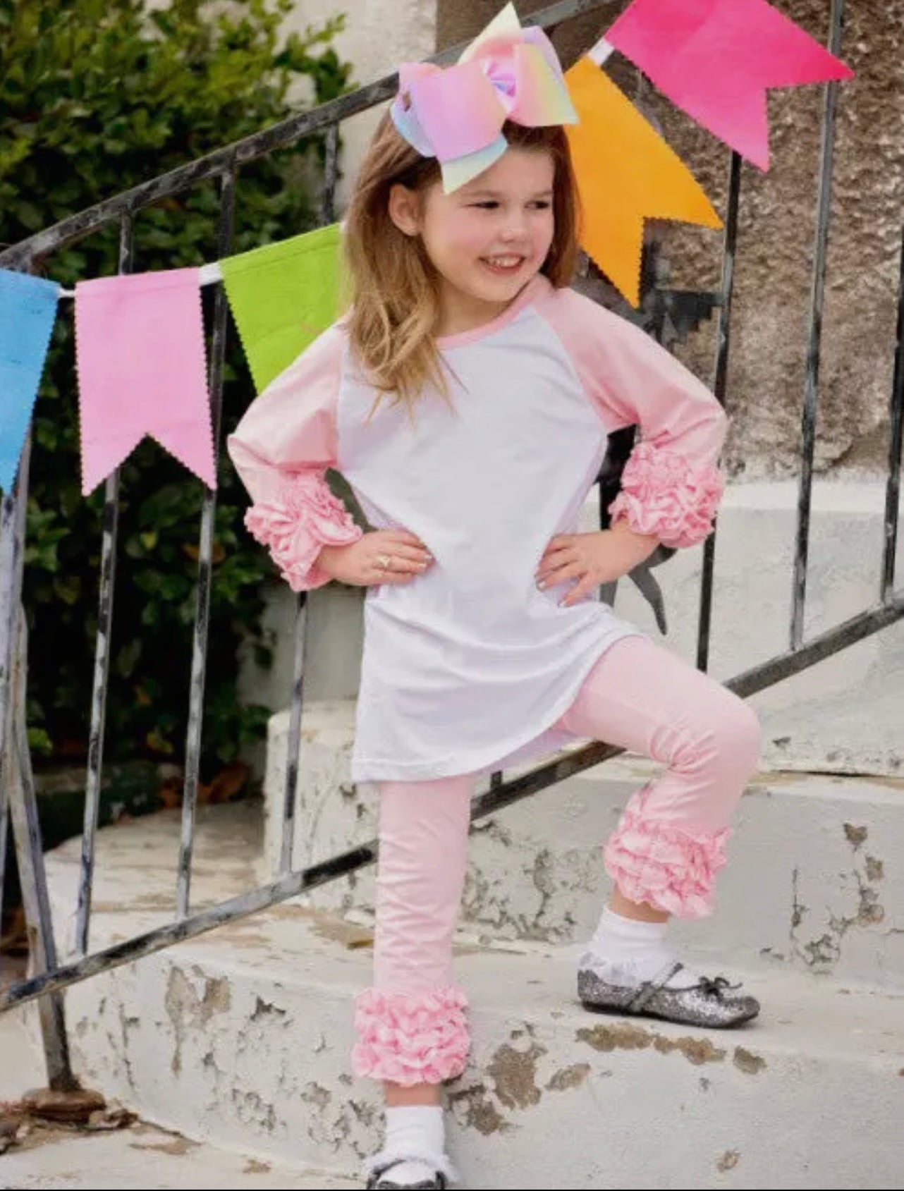 Solid Ruffled Fitted Icing Leggings