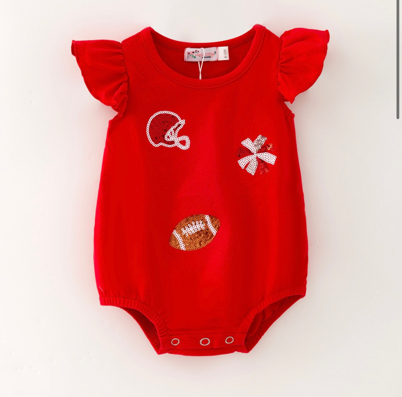 Red Football Sequin Infant Romper By Clover Cottage