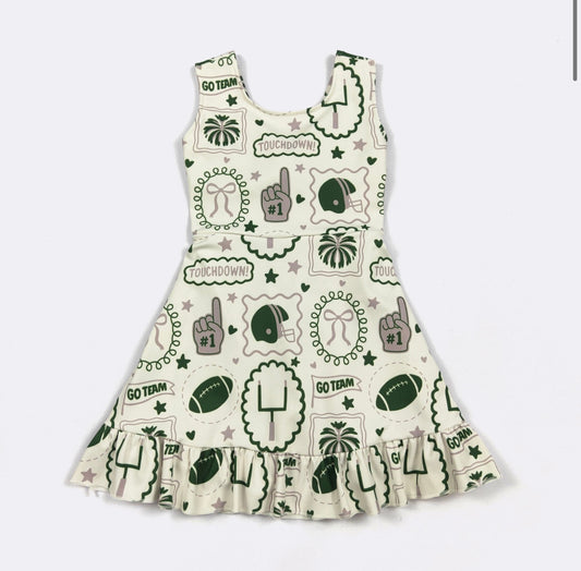 Green Go Team Athletic Dress By Clover Cottage