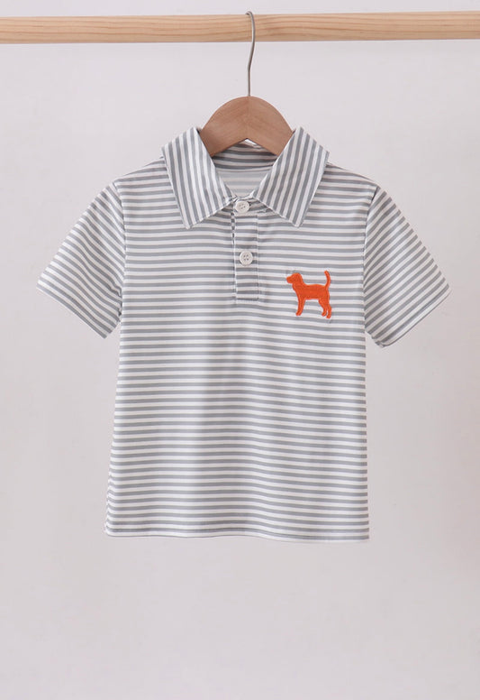 Orange Tennessee Stripe Button Down Top