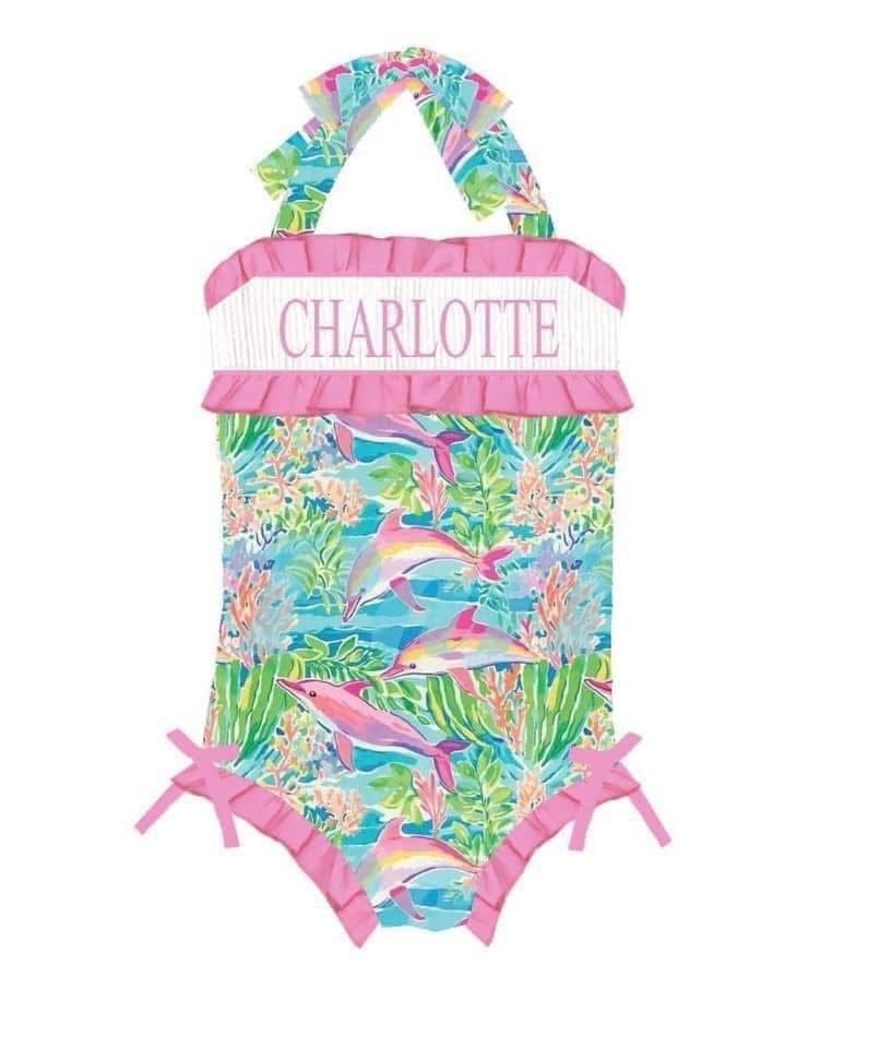 Pre-Order Dolphin Print One Piece Swim