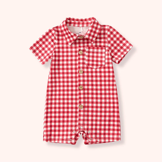 Pre-Order Gingham Picnic Infant Romper By Pete + Lucy