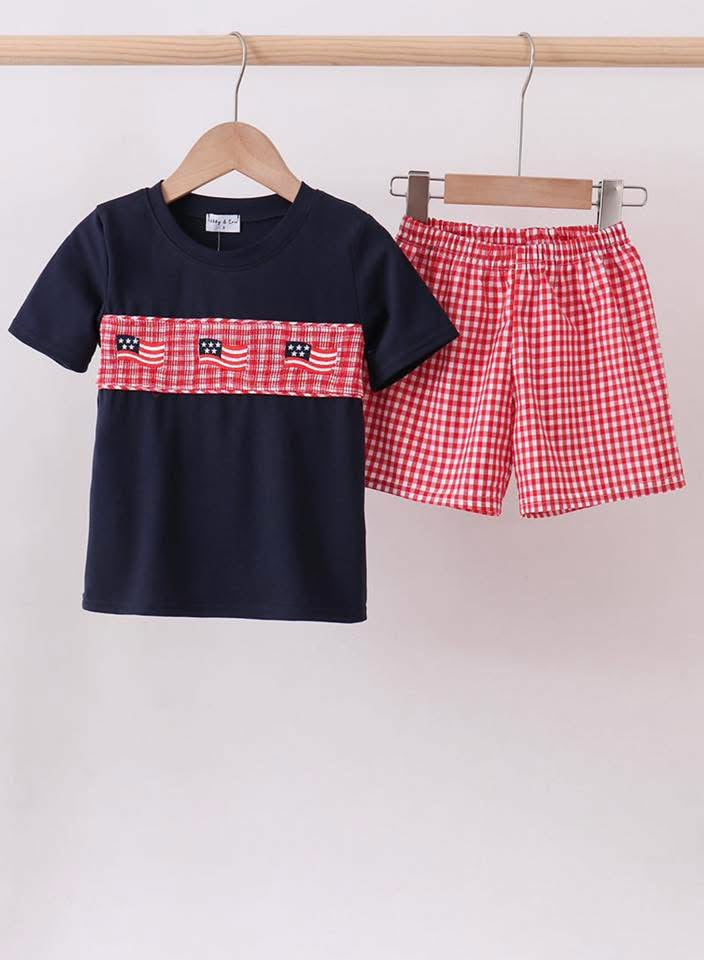 Red Flag Gingham Short Set