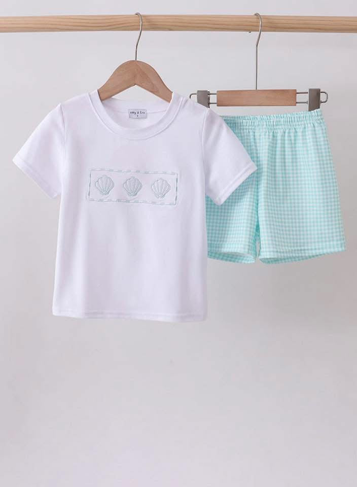 Blue Seashell Shorts Set