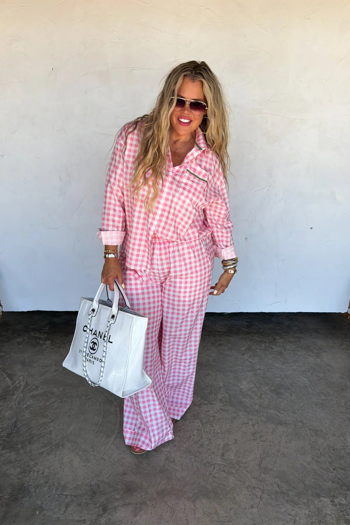 Pink Gingham (Island Time) Vacay Lounge Top