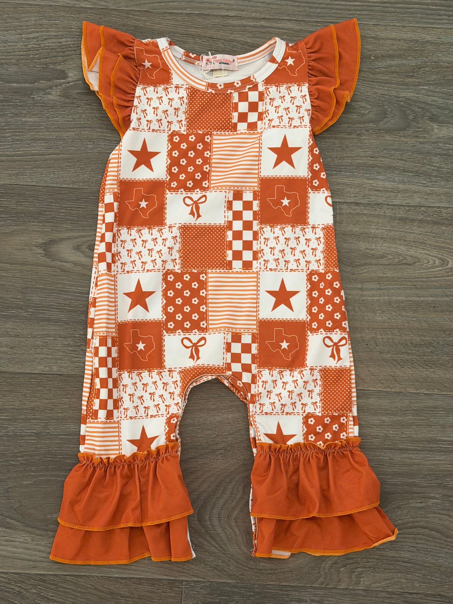 Texas Orange Infant Romper By Clover Cottage