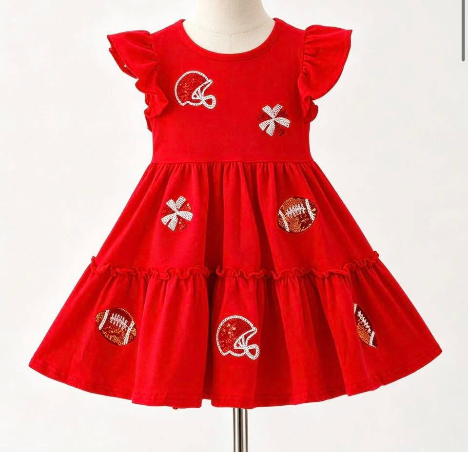 Red Football Sequin Dress By Clover Cottage