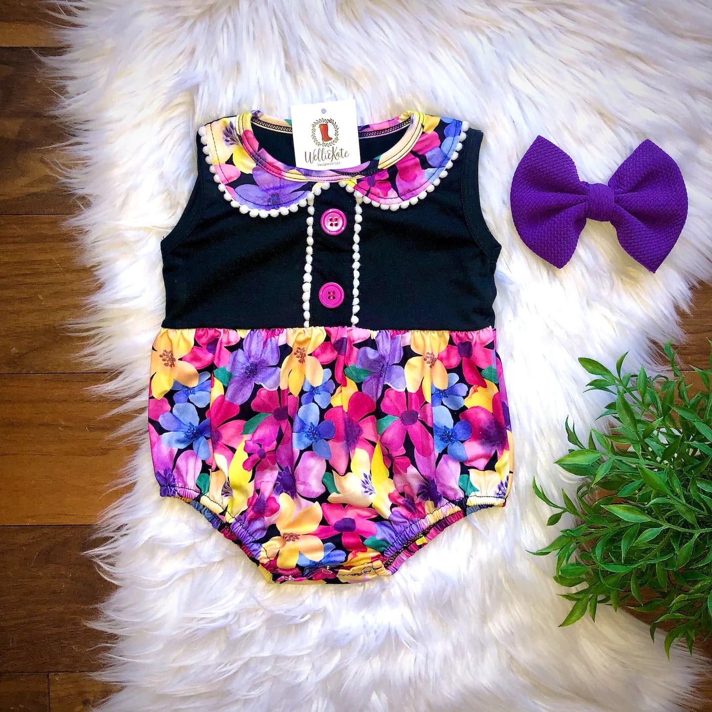 Bright Floral Infant Romper by Wellie Kate