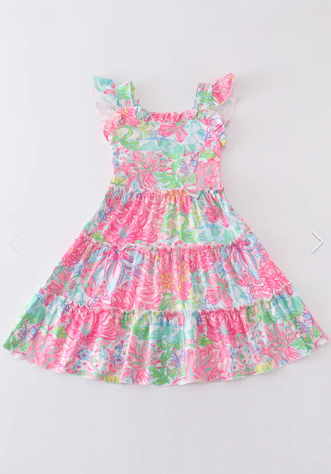 Pink Floral Tiered Ruffle Dress