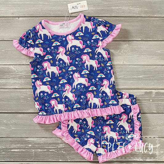 Loungewear: Mystical Unicorns Short Sleeve by Pete + Lucy