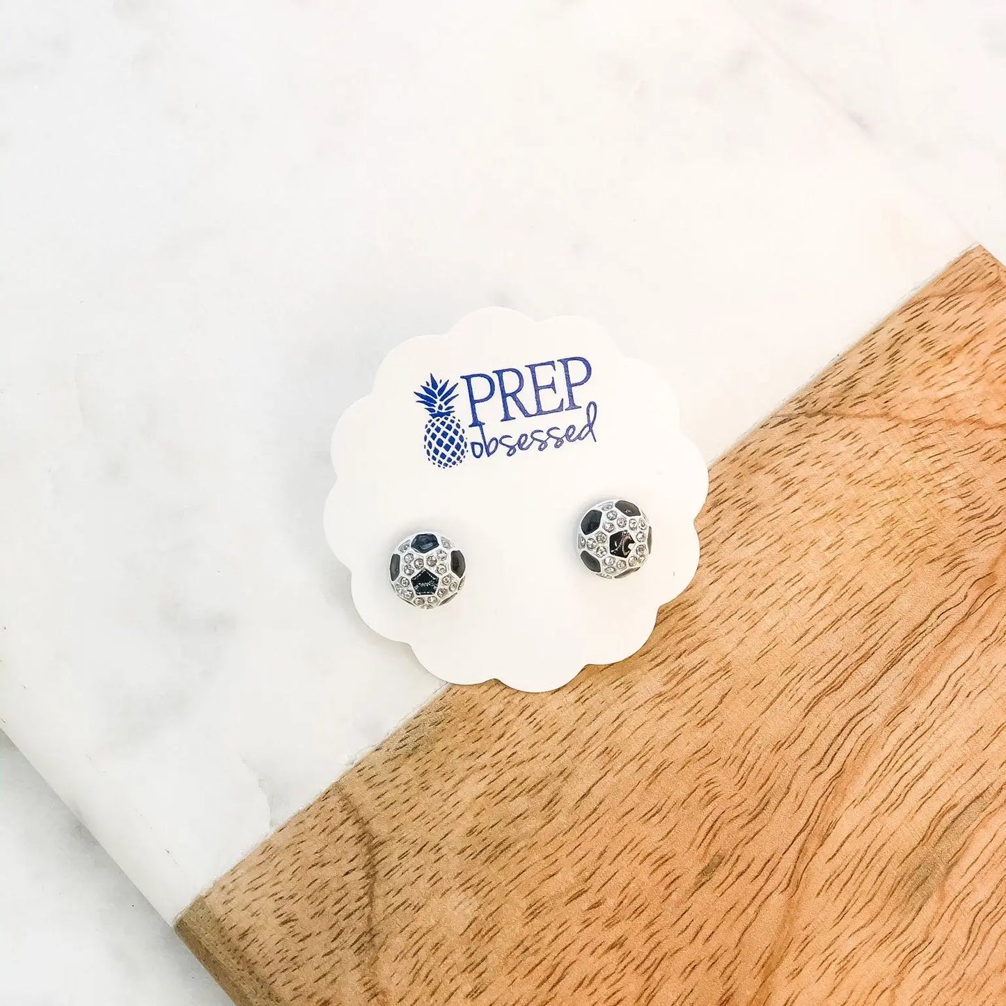 Petite Pave Sports Ball Stud Earrings (soccer)