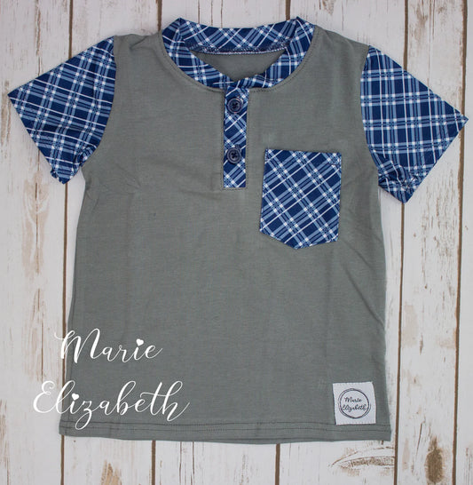 Blue & White Plaid Boys Tee