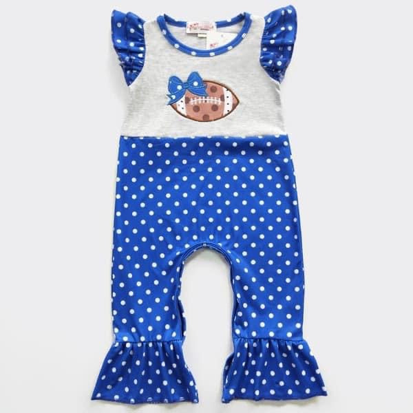 Blue Football Infant Romper by Clover Cottage