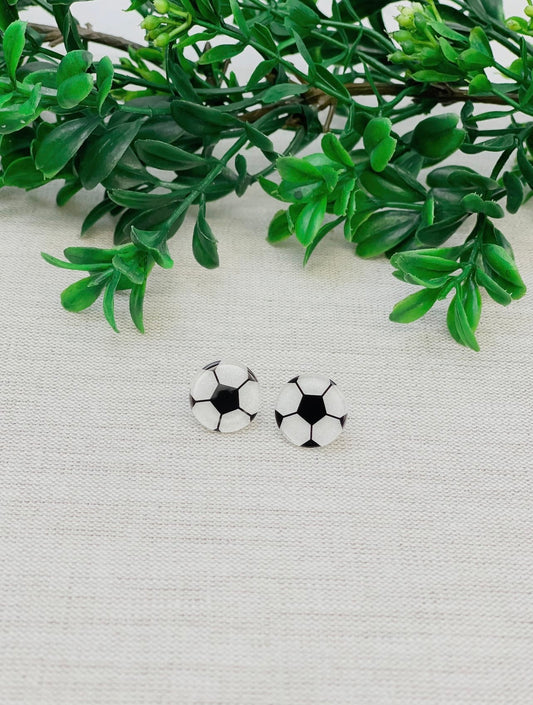 Glitter Acrylic Soccer Stud Earrings
