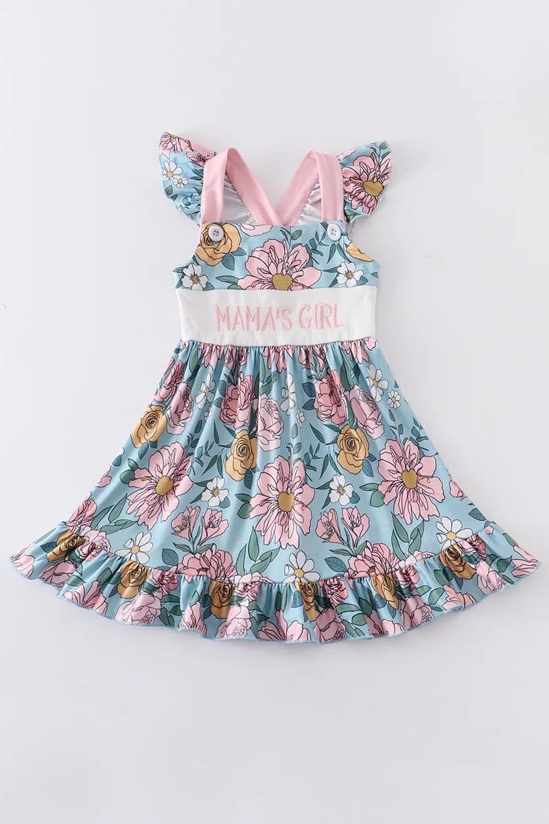 Pink Floral “Mamas Girl” Ruffle Dress