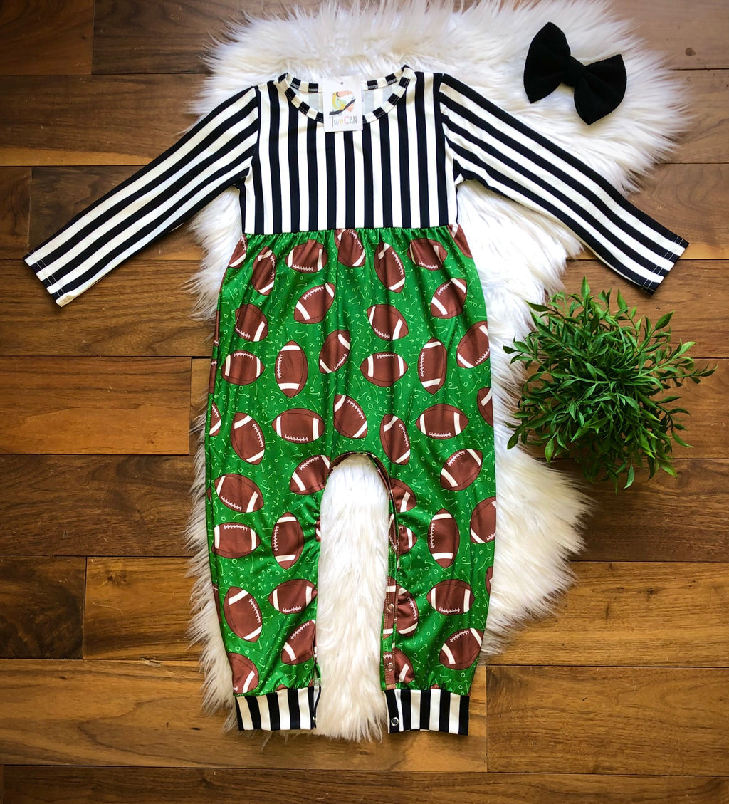 Ready Set Touchdown Girls Infant Romper by TwoCan