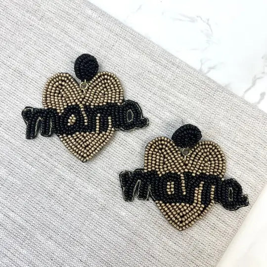 Mama heart beaded earrings
