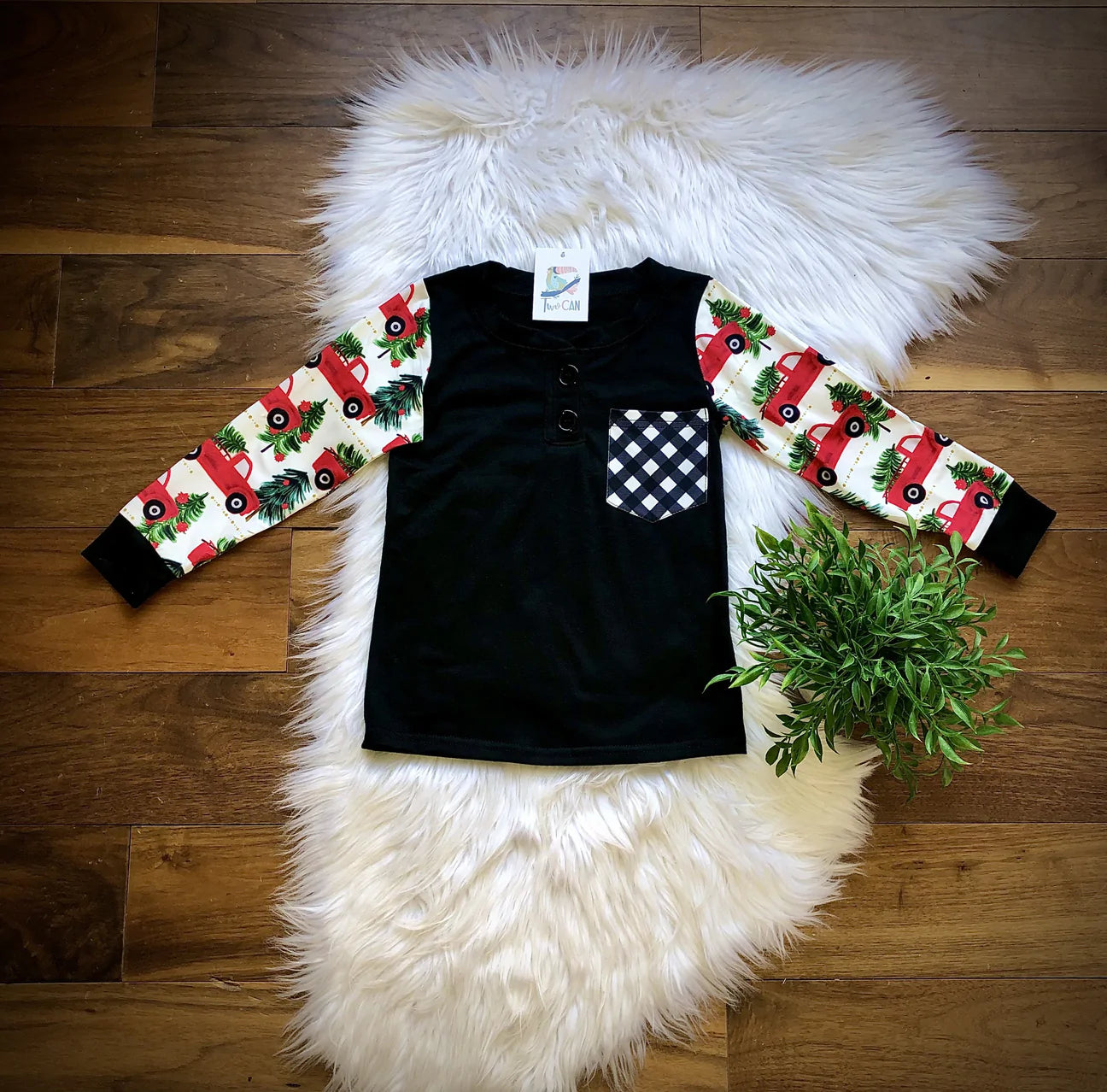 Red Holiday Truck Henley by TwoCan