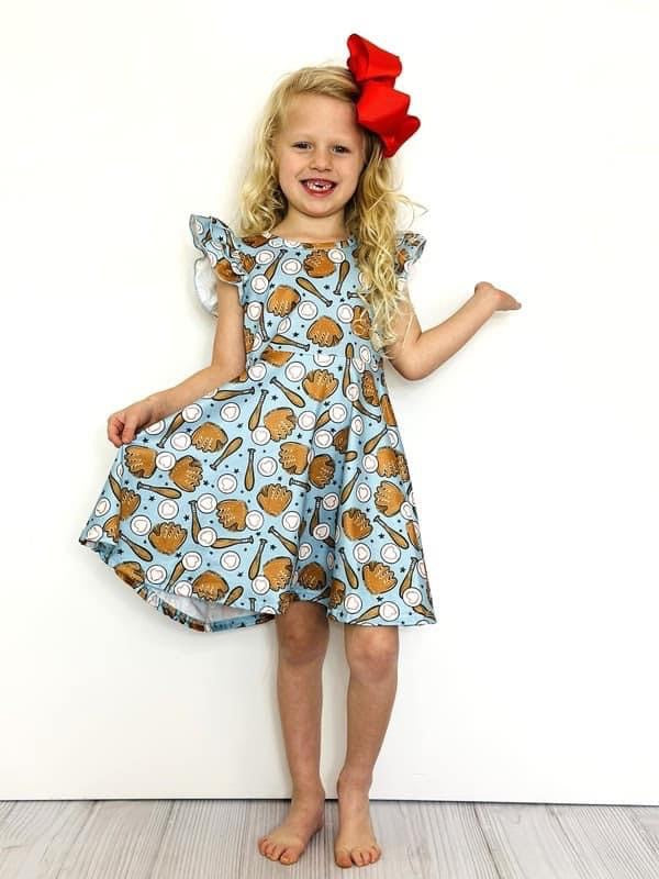 All-Star Baseball Girls Dress by Clover Cottage