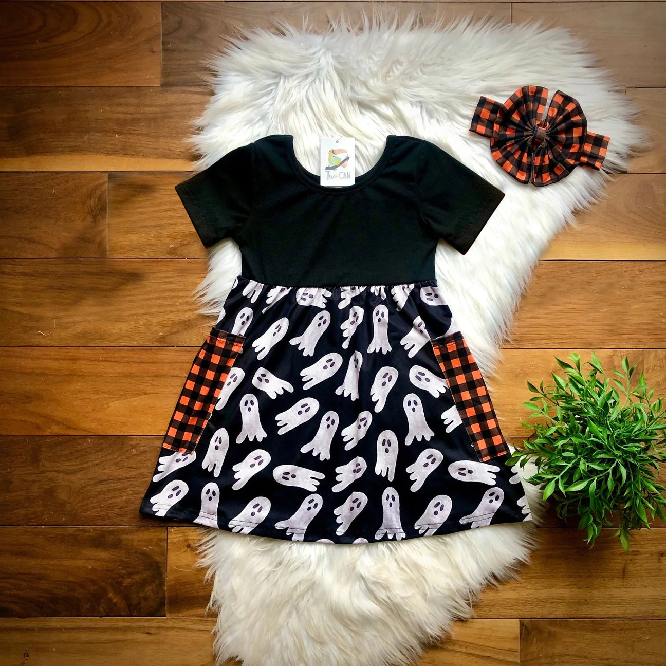 Hey Boo Short Sleeve Large Pocket Dress by TwoCan